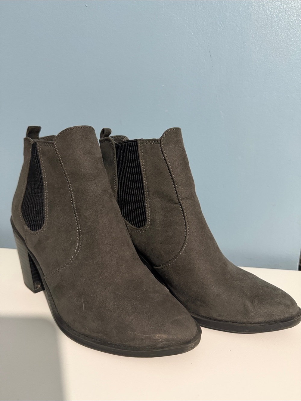 Dolce Vita Gray Suede Chelsea Ankle Booties